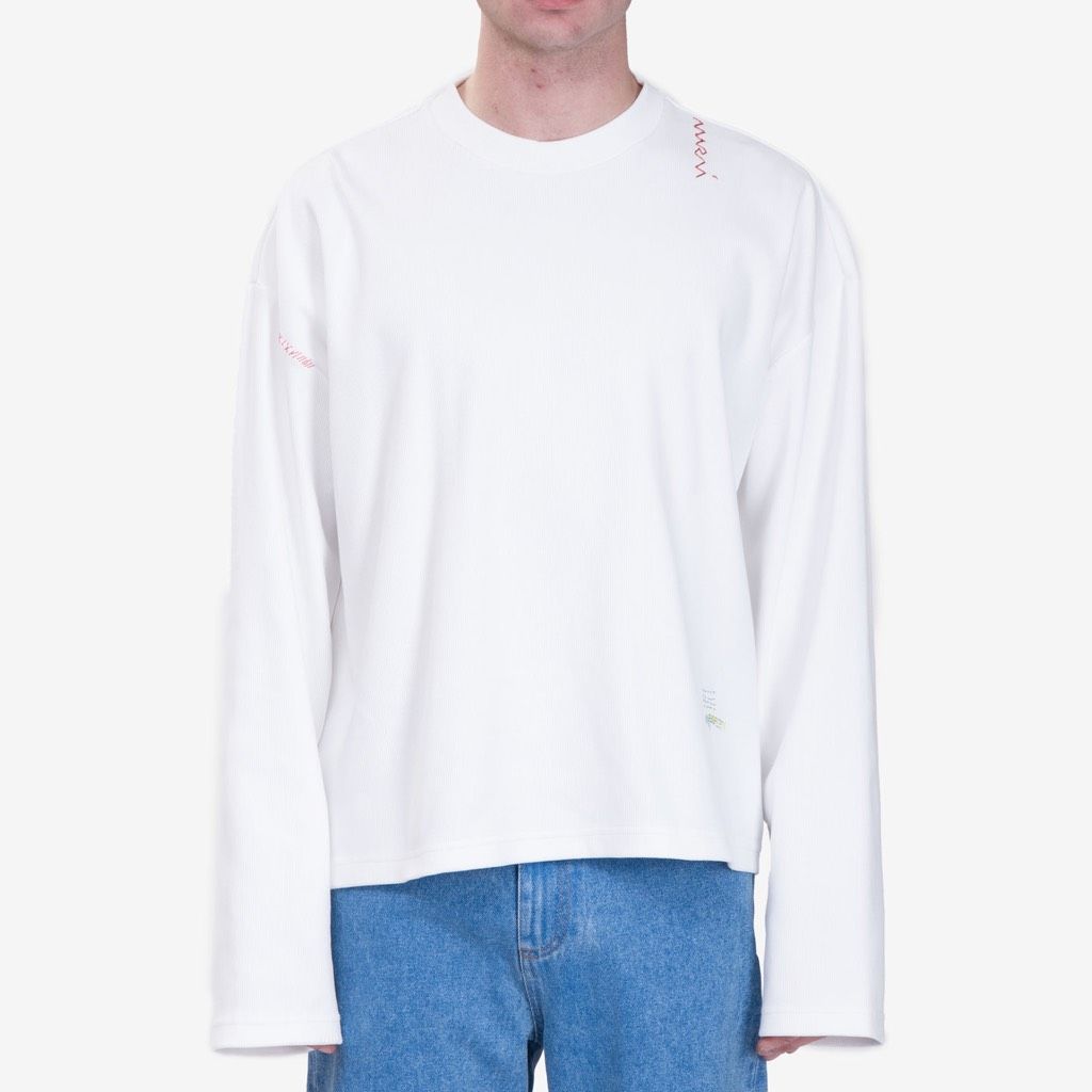Nwt Marni Ribbed Organic Cotton Jersey Long Sleeve Top Lily White Size 56 Xxl Ms